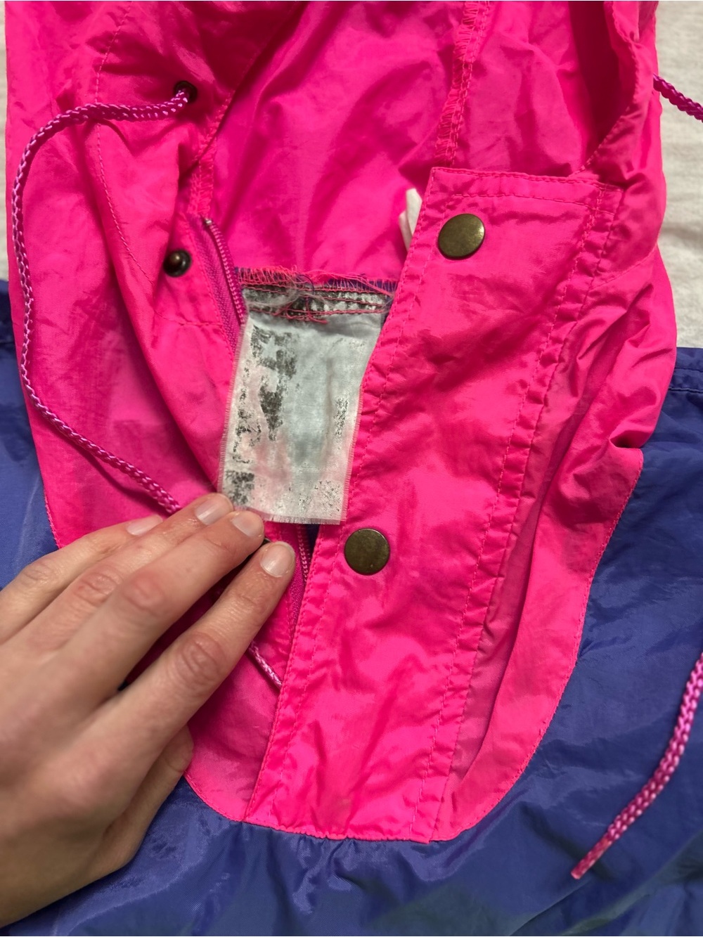 Vintage Neon Windbreaker Pullover - Purple, Hot Pink & Neon Yellow - Picture 3 of 5